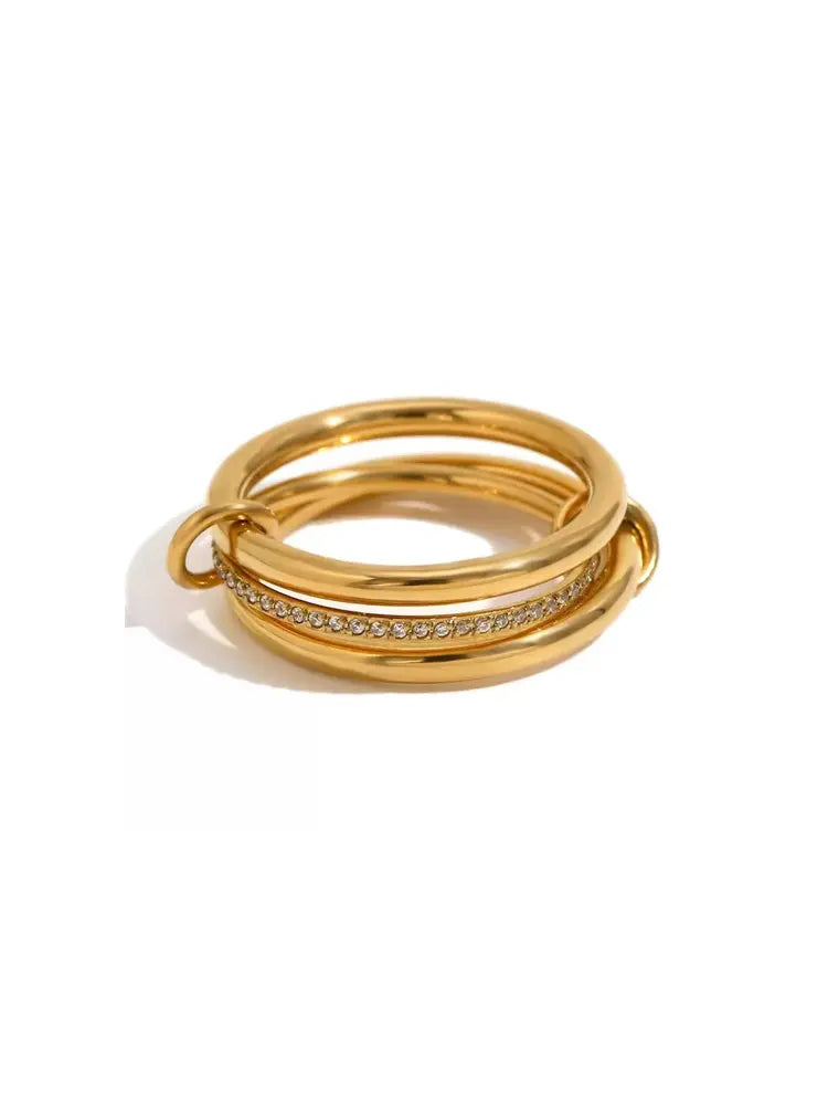 Interlocked Ring Creative Paris Stainless Steel Di | 18K ... - view 7