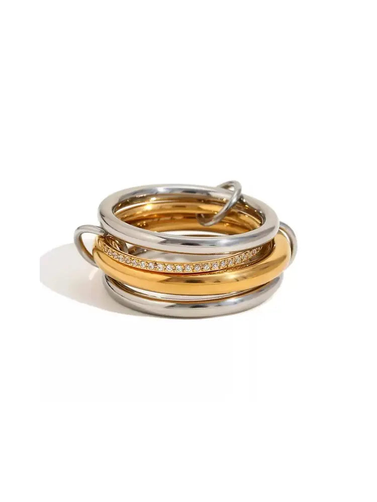Interlocked Ring Creative Paris Stainless Steel Di | 18K ...