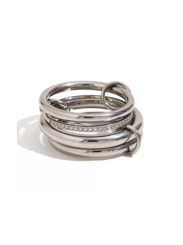 Interlocked Ring Creative Paris Stainless Steel Di | 18K ... - view 3