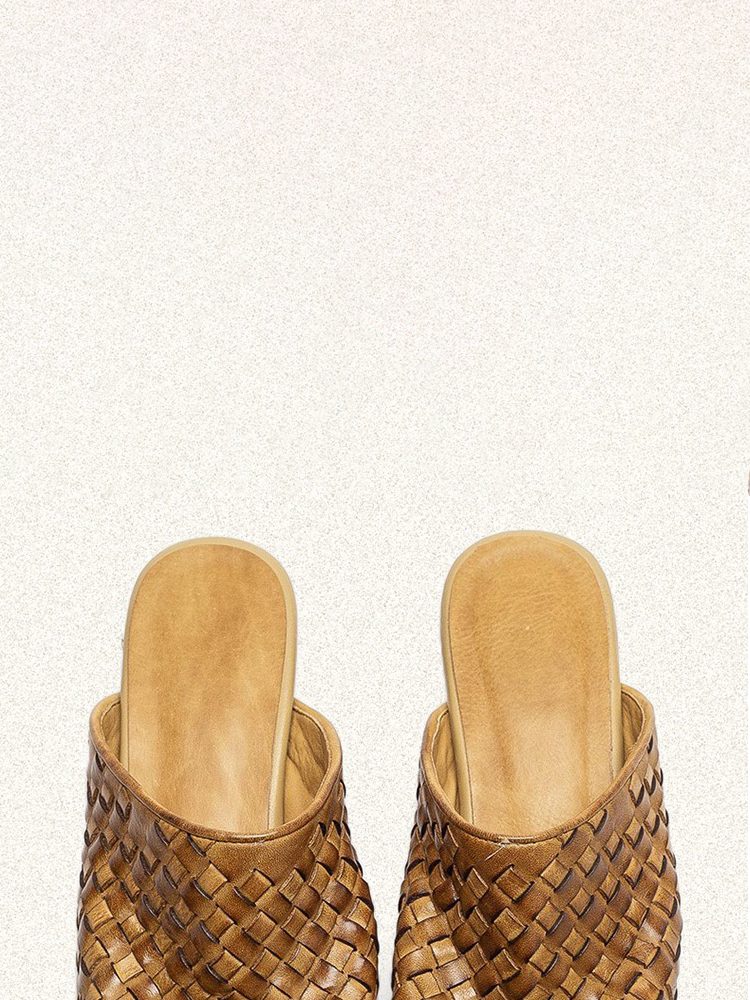 Luxury Handmade Woven Leather Open-Toe Slip-On Sandals Shoes