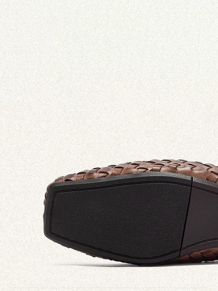Luxury Handmade Woven Leather Open-Toe Slip-On Sandals Shoes