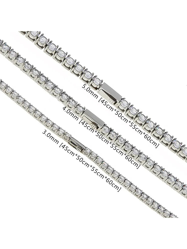 Luxury Iced Out CZ Tennis Chain Necklace – 18K Gold Plated 316L Stainless Steel, Hypoallergenic Unisex Jewelry