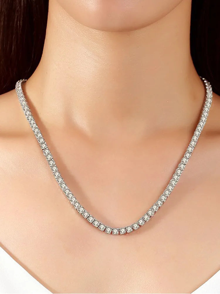 Luxury Iced Out CZ Tennis Chain Necklace – 18K Gold Plated 316L Stainless Steel, Hypoallergenic Unisex Jewelry