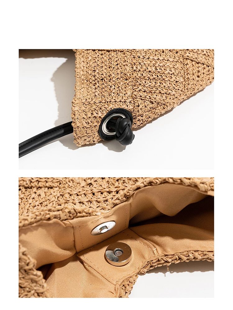 Medium Fabric Woven Pocket Beach Tote Bag