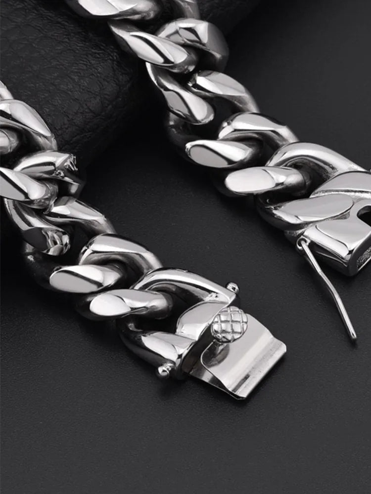 Men's Bold Cuban Link Bracelet – Vacuum Plated Hip Hop Football Star Inspired Streetwear Chain Bracelet