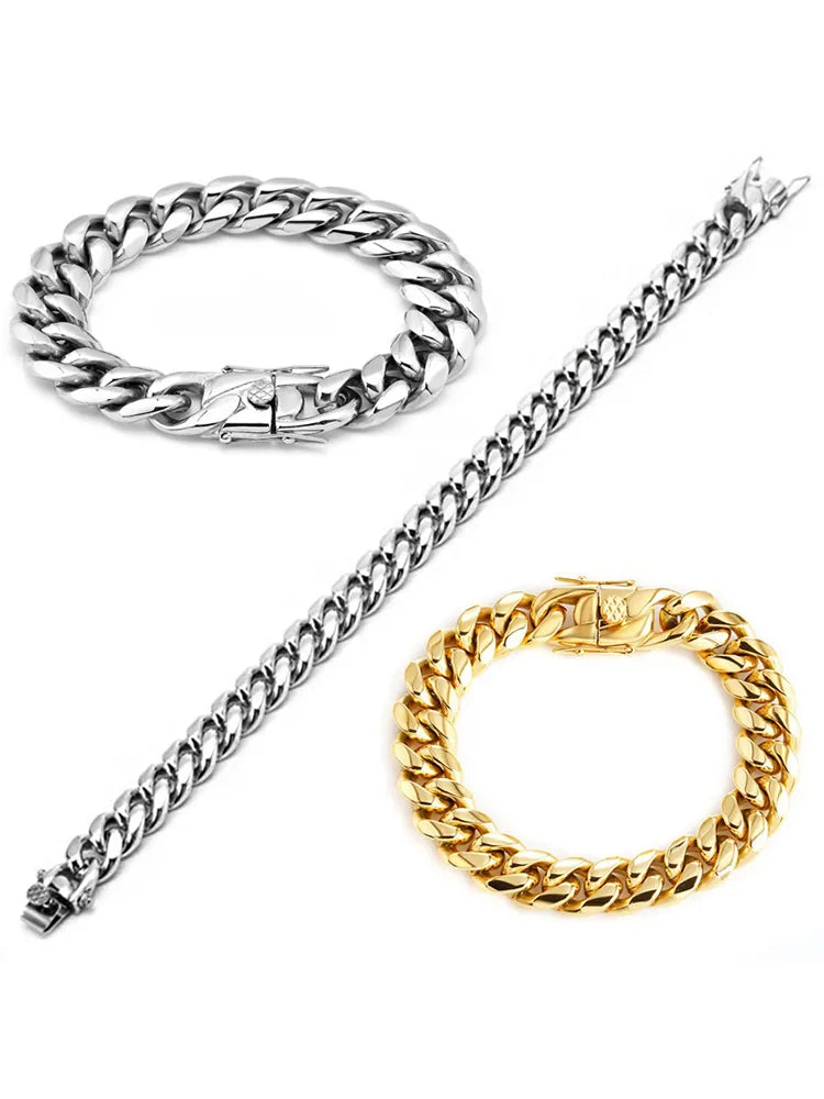 Men's Bold Cuban Link Bracelet – Vacuum Plated Hip Hop Football Star Inspired Streetwear Chain Bracelet