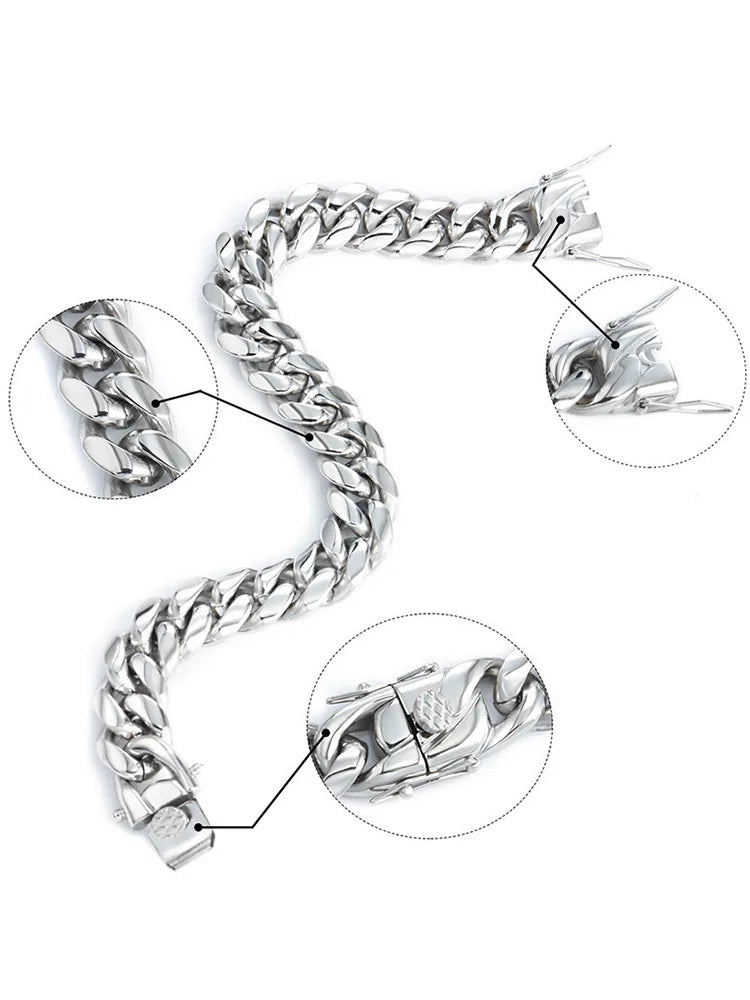 Men's Bold Cuban Link Bracelet – Vacuum Plated Hip Hop Football Star Inspired Streetwear Chain Bracelet