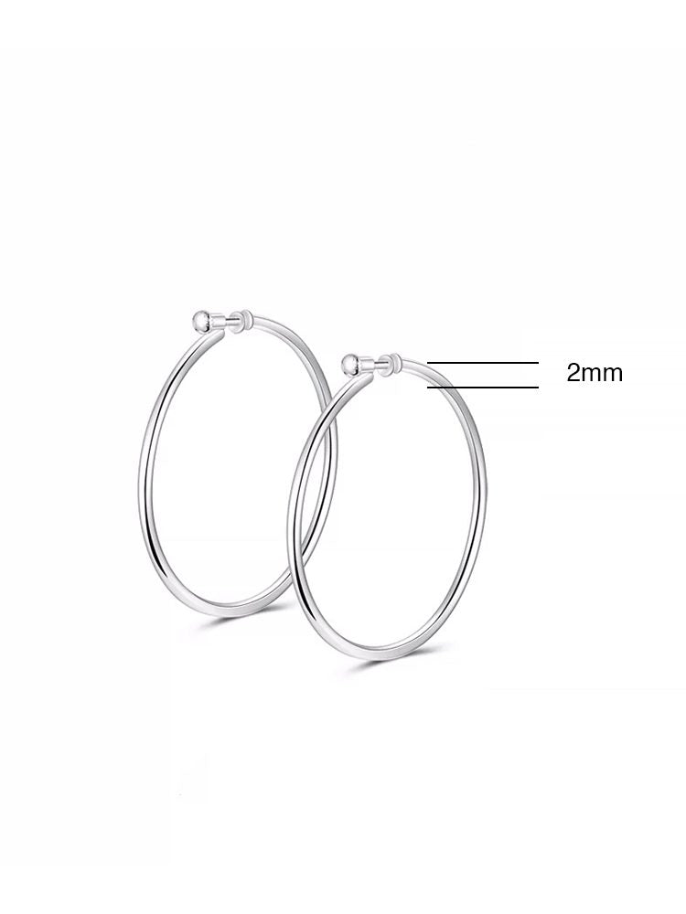 Minimalist Sterling Silver Twist Clip-On Big Hoop Earrings Screw Back Clip-On Earrings