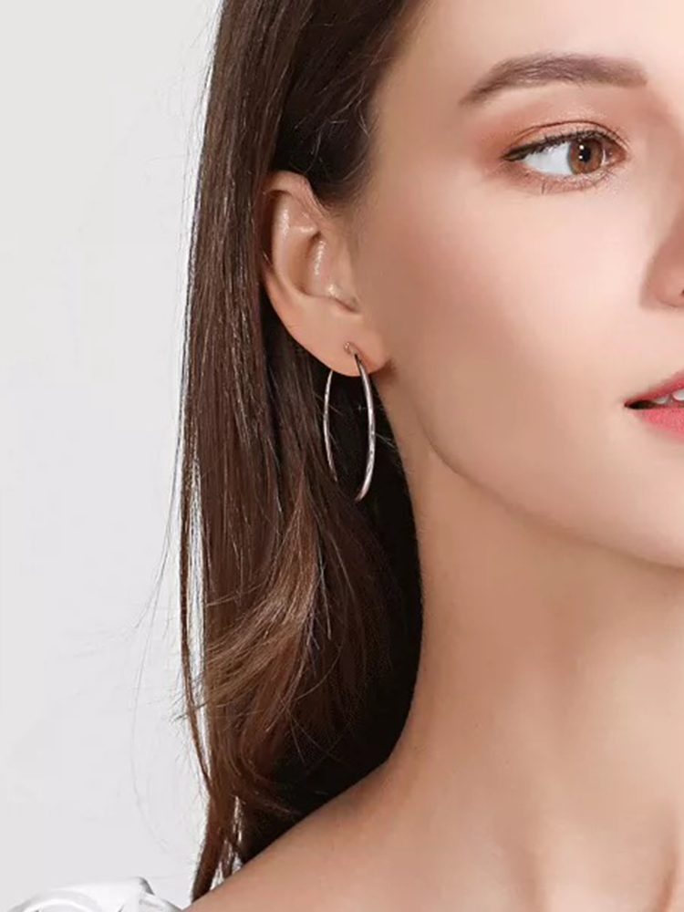 Minimalist Sterling Silver Twist Clip-On Big Hoop Earrings Screw Back Clip-On Earrings