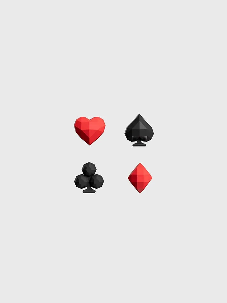 Modern Eco-Friendly Playing Card Stud Clip-On 4 Earrings (Red Black) Cartoon