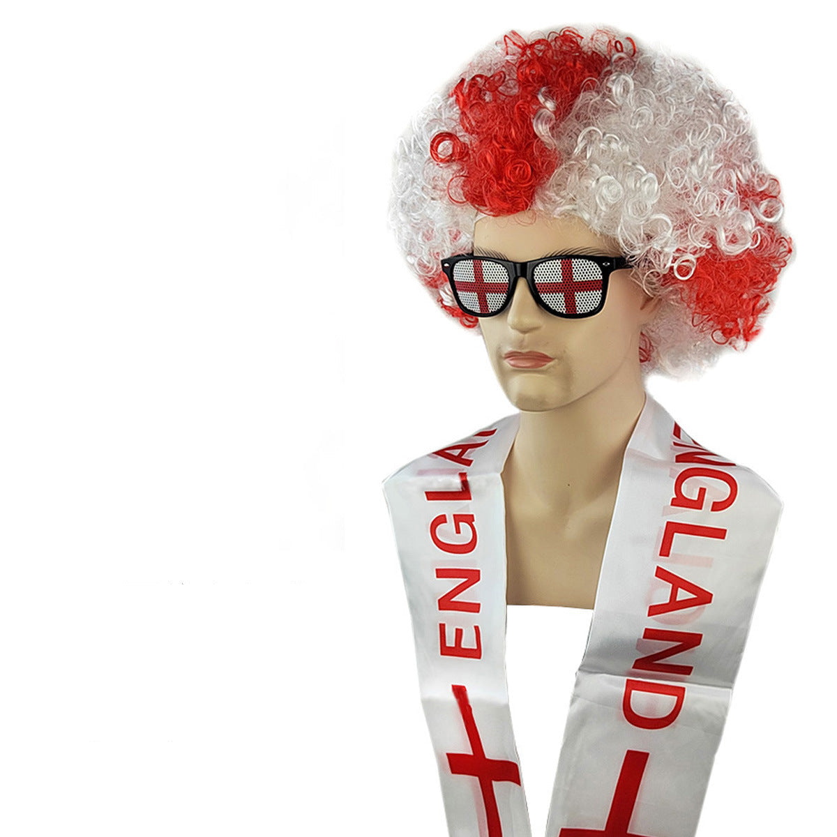 National Flag Color Fan Costume Set – Afro Wig, Team Scarf & Sunglasses Supporter Kit for Football Events and Fan Parties