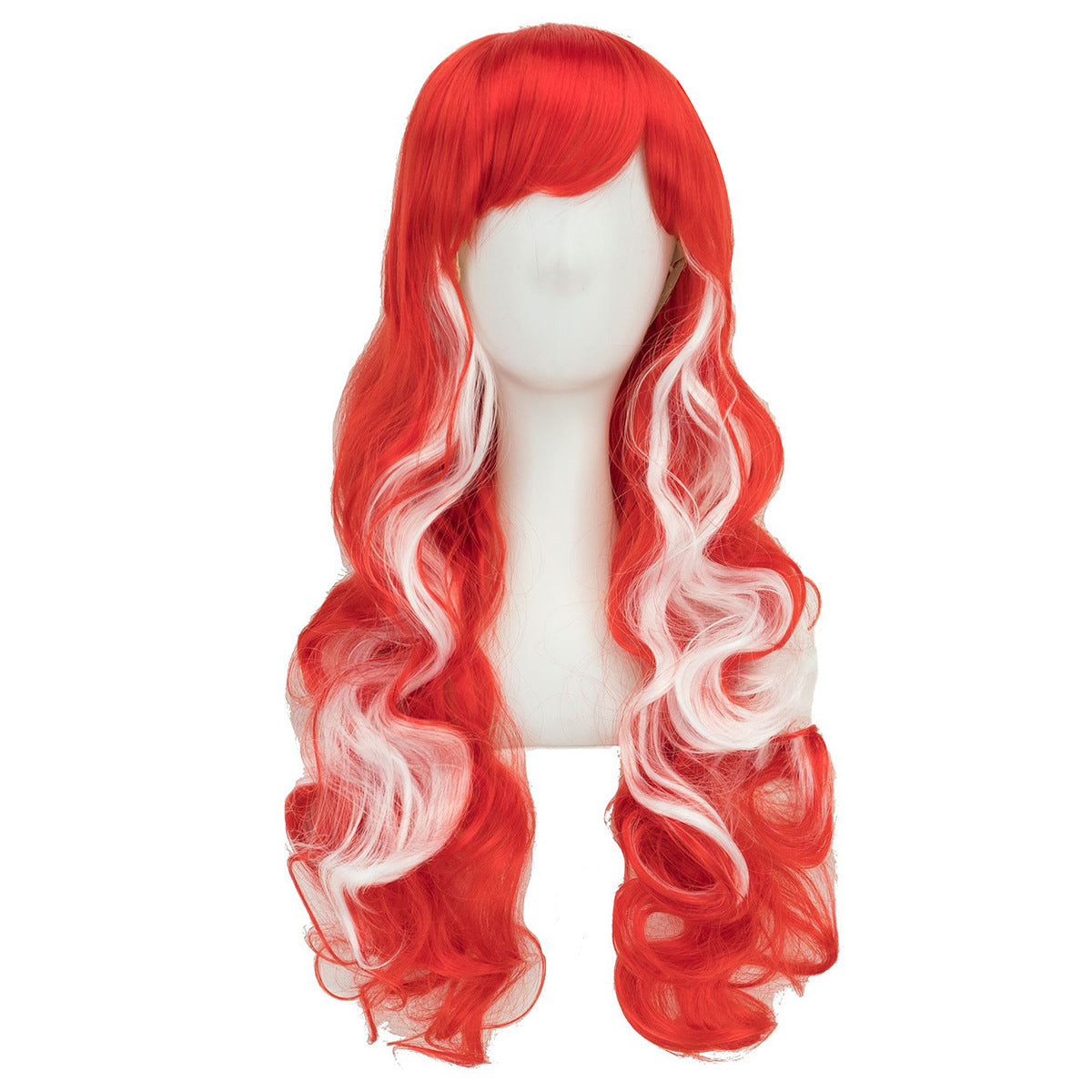 National Flag Gradient Long Curly Cosplay Wig – Women’s Football Fan Party Wig with Bangs, 70cm Heat-Resistant Fiber Hair