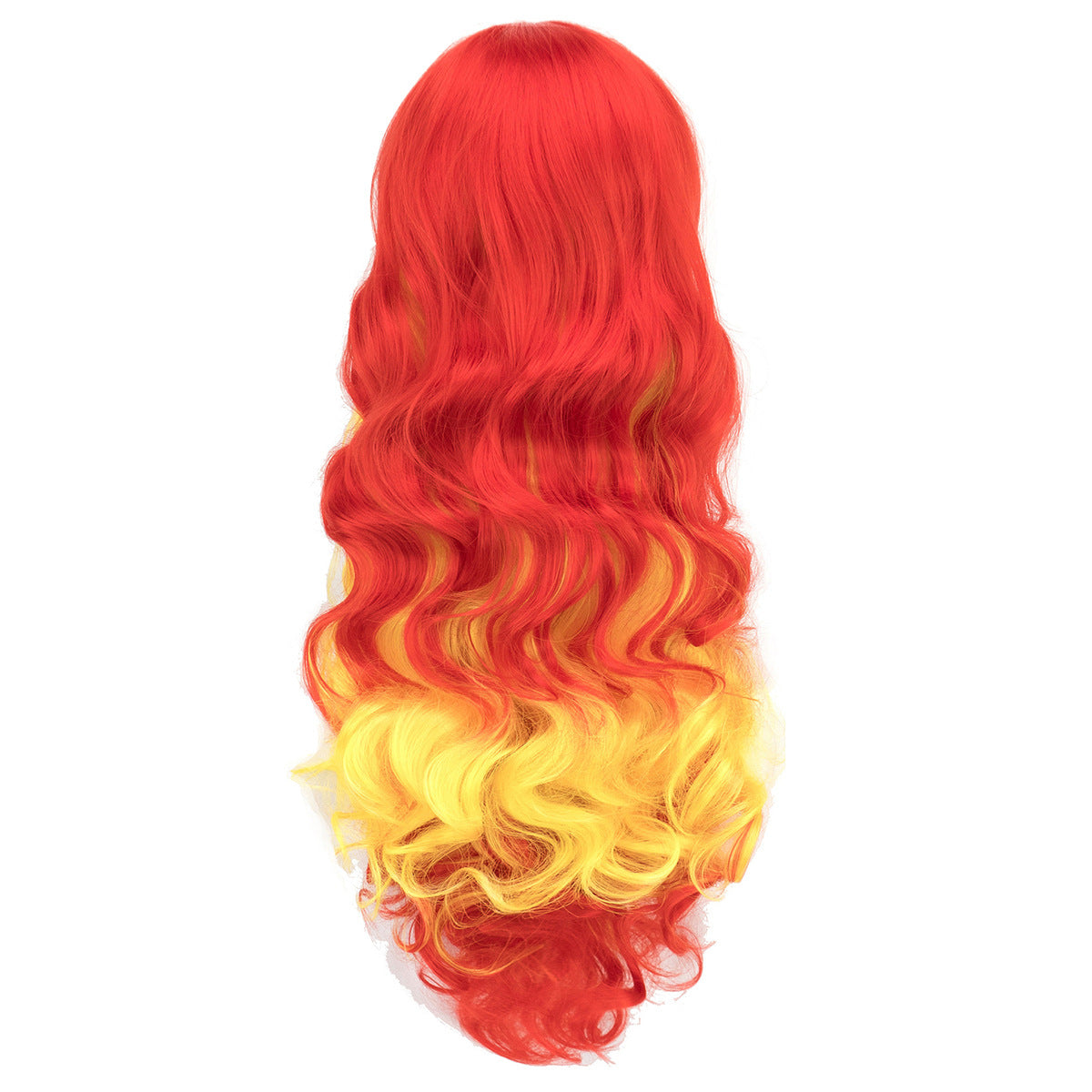 National Flag Gradient Long Curly Cosplay Wig – Women’s Football Fan Party Wig with Bangs, 70cm Heat-Resistant Fiber Hair
