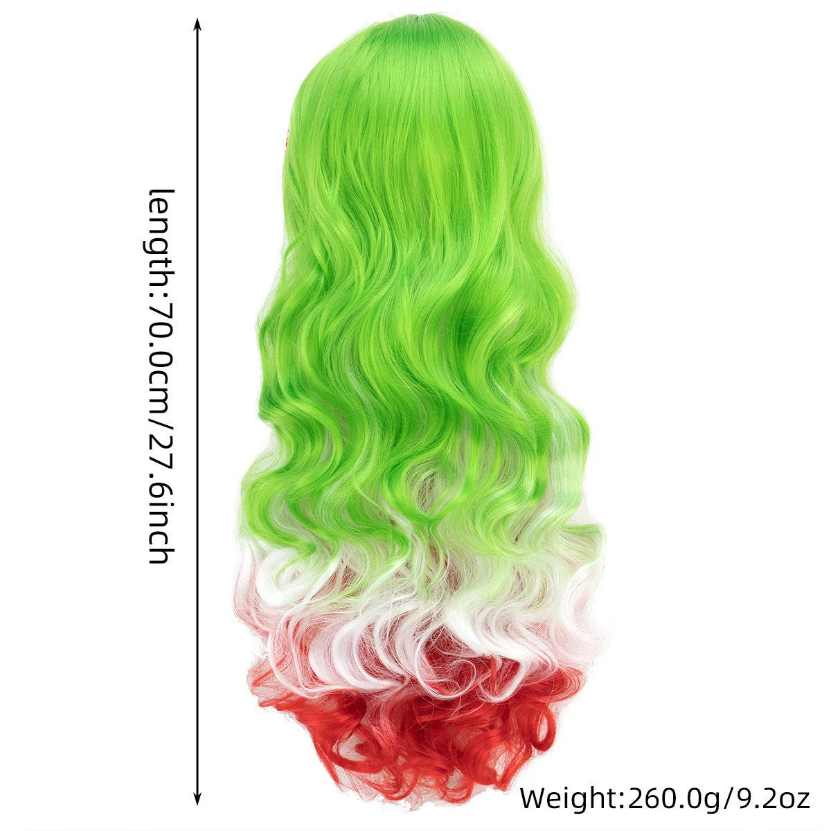 National Flag Gradient Long Curly Cosplay Wig – Women’s Football Fan Party Wig with Bangs, 70cm Heat-Resistant Fiber Hair