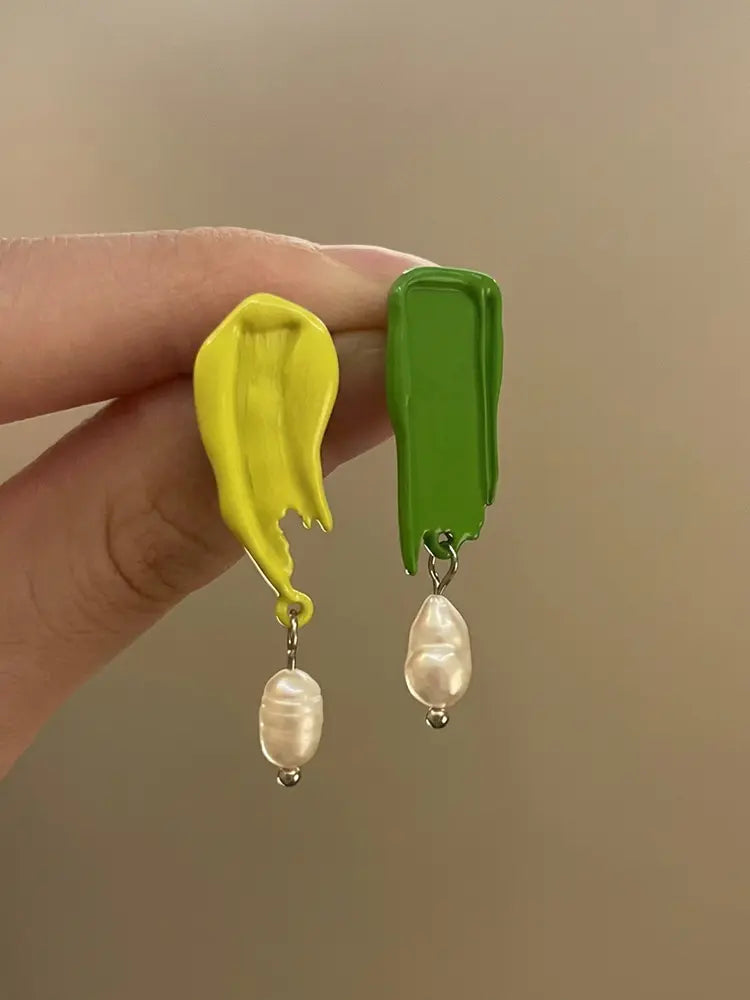Oil Painting Art Color Earrings Original Design St - view 3