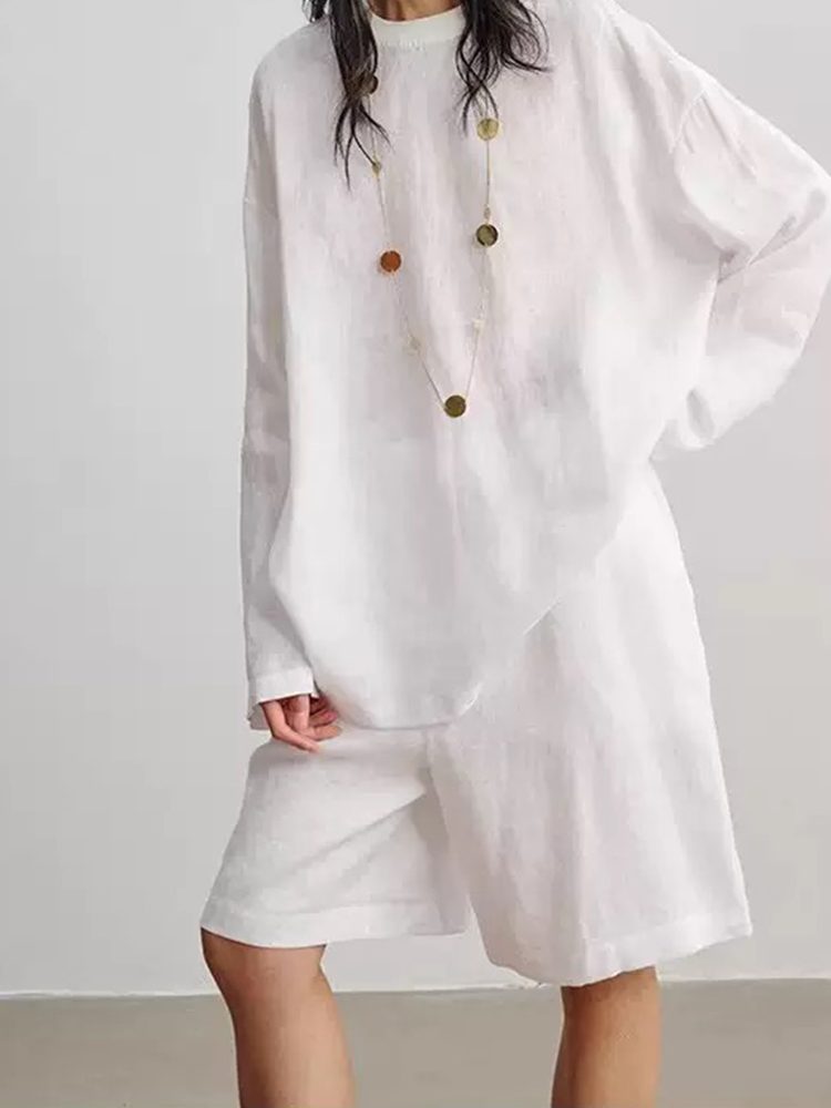 Old Money Minimalist Heavyweight Linen Shirt & Shorts Set