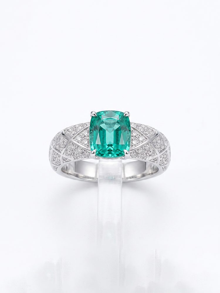 Paraiba-Inspired Ice-Cut CZ Ring, Silver Plated Geometric Statement Ring with High Carbon Cubic Zirconia