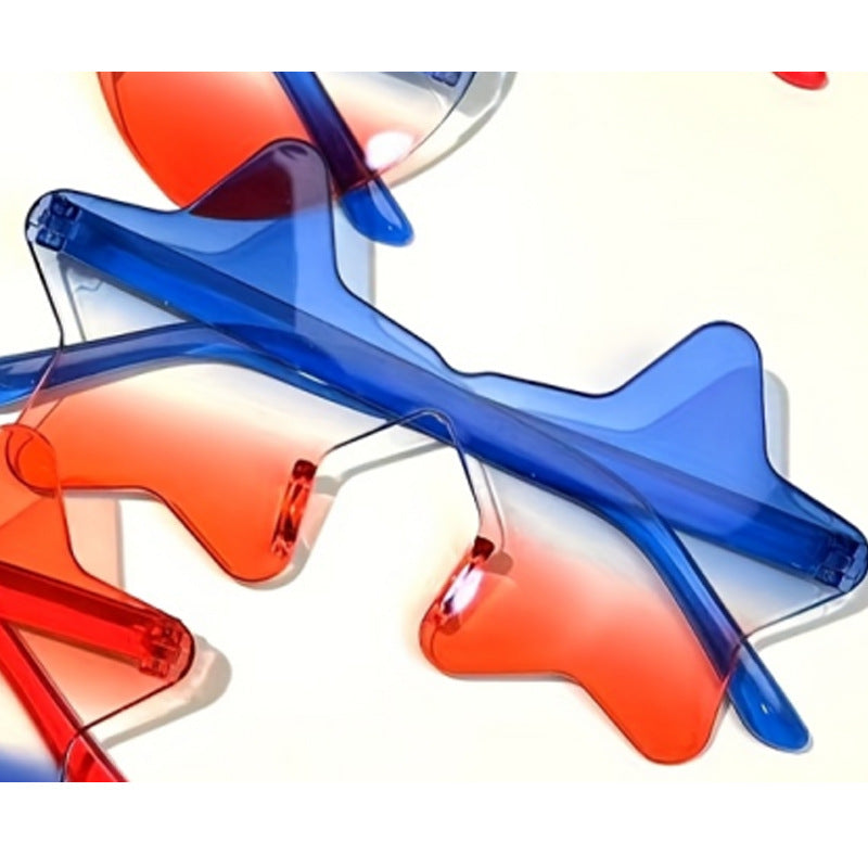 Patriotic Heart Shaped Party Sunglasses, USA Style Novelty Eyewear, UV380 Full Frame Costume Glasses for Party & Festival Wear