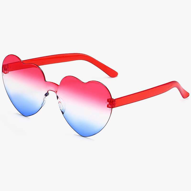 Patriotic Heart Shaped Party Sunglasses, USA Style Novelty Eyewear, UV380 Full Frame Costume Glasses for Party & Festival Wear