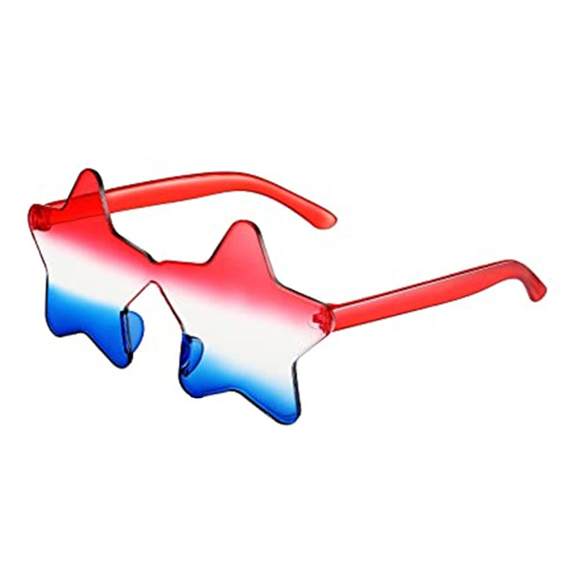 Patriotic Heart Shaped Party Sunglasses, USA Style Novelty Eyewear, UV380 Full Frame Costume Glasses for Party & Festival Wear
