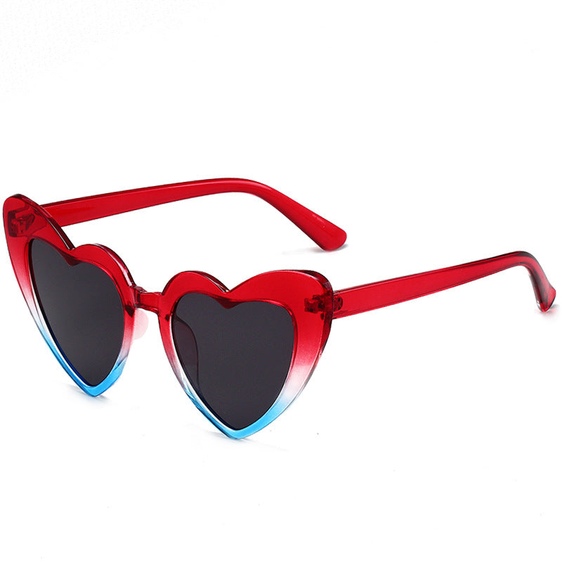 Patriotic Heart Shaped Party Sunglasses, USA Style Novelty Eyewear, UV380 Full Frame Costume Glasses for Party & Festival Wear