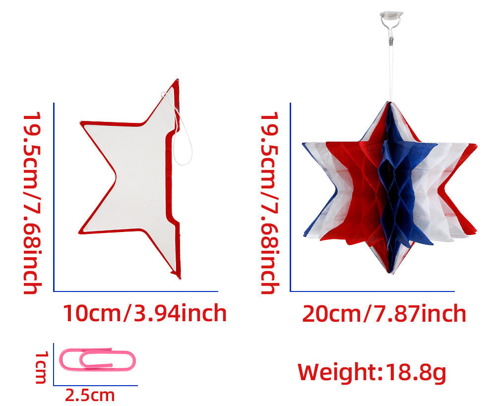 Patriotic Honeycomb Hanging Decorations, Red White Blue Paper Ball Ornaments for Holiday Parties, Festivals and Event Decor