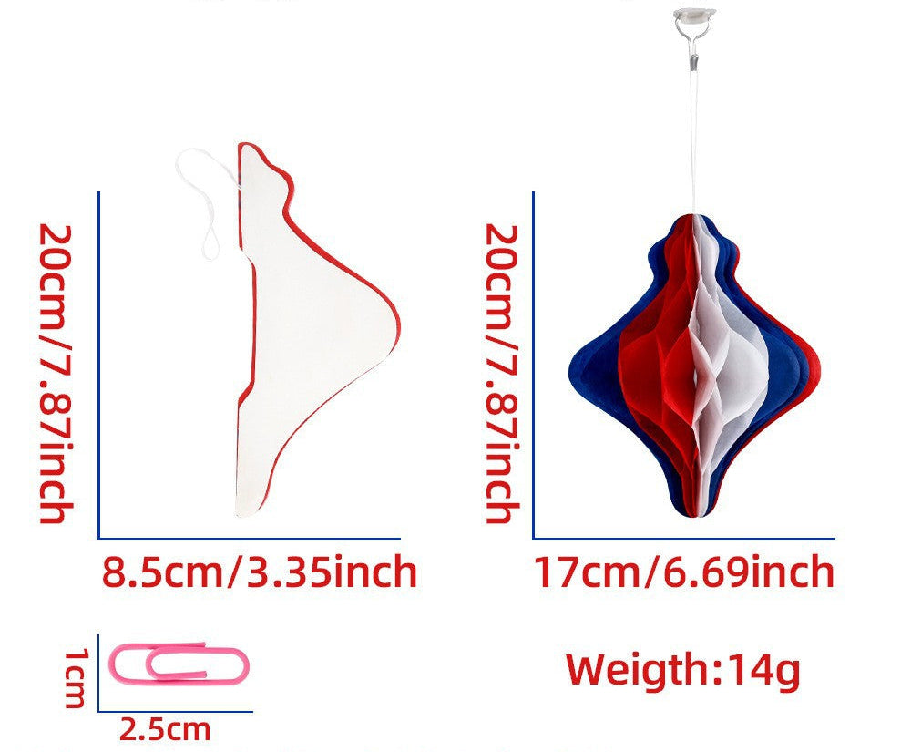 Patriotic Honeycomb Hanging Decorations, Red White Blue Paper Ball Ornaments for Holiday Parties, Festivals and Event Decor