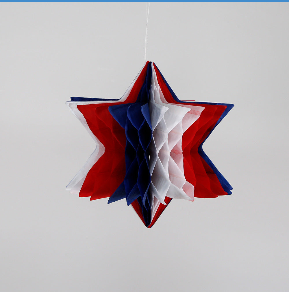 Patriotic Honeycomb Hanging Decorations, Red White Blue Paper Ball Ornaments for Holiday Parties, Festivals and Event Decor