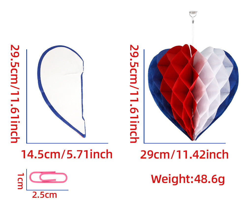 Patriotic Honeycomb Hanging Decorations, Red White Blue Paper Ball Ornaments for Holiday Parties, Festivals and Event Decor