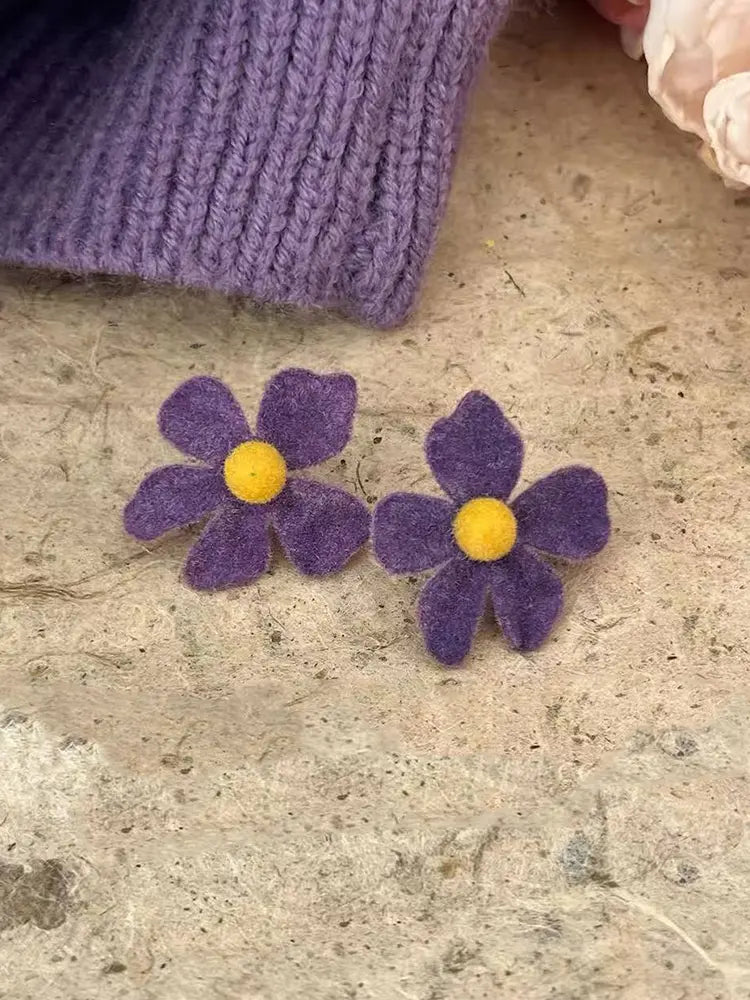 Purple flower earrings Women | 18K Gold Plated - view 3