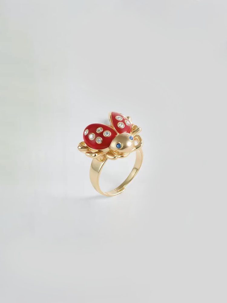 Red Ladybug Adjustable Open Ring – Summer Style Cartoon