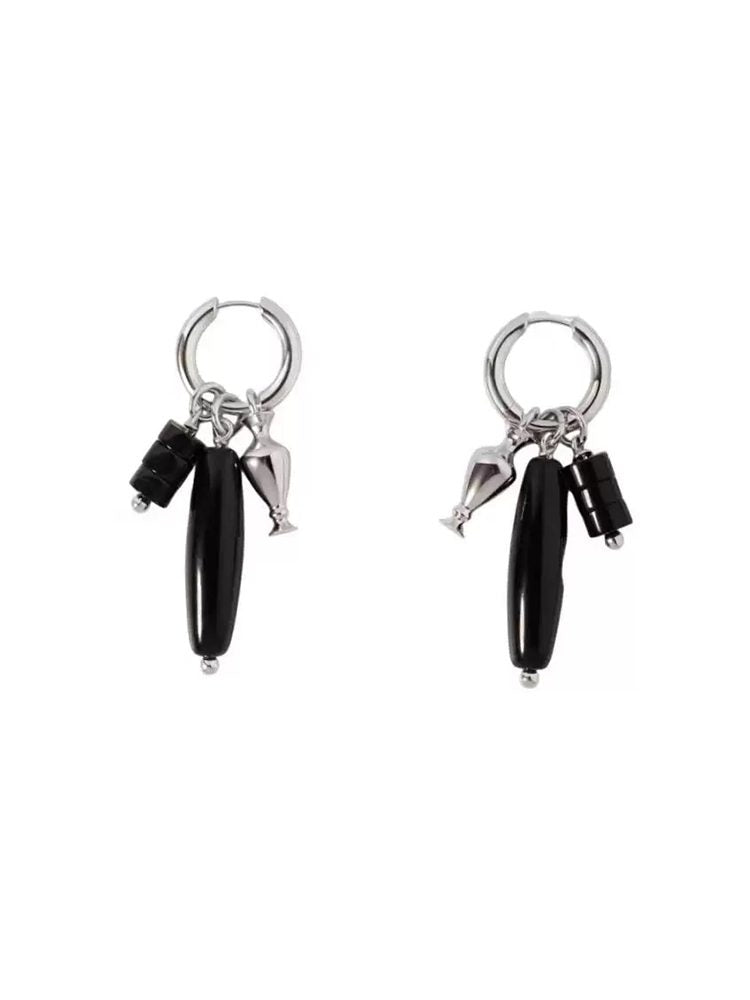 Retro Red Flower Earrings Black Statement Dangle Jewelry