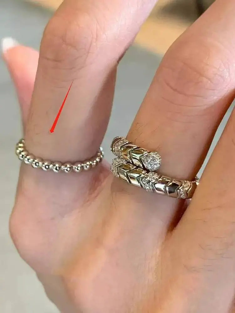 Rope texture ring snake pattern set Women | 18K Gold Plated - view 2