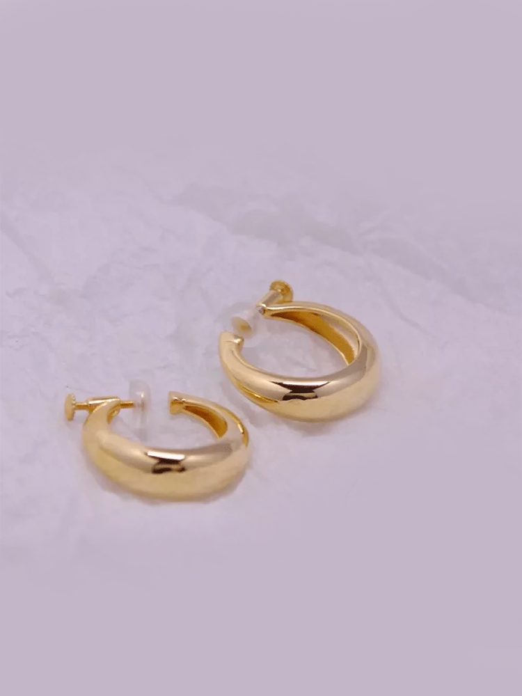 S925 Gold Plated Comfortable Clip-On Hoop Earrings
