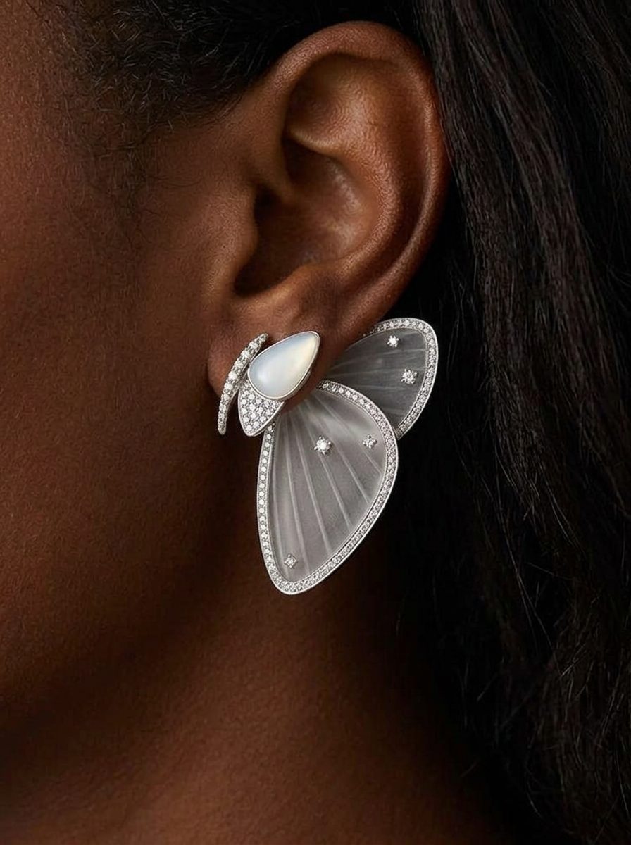 Semi-Transparent Butterfly Stud Earrings