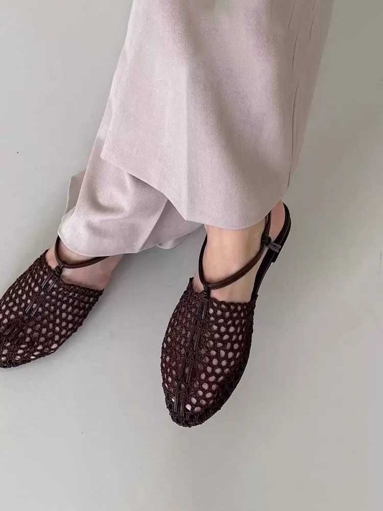 Sheepskin Roman Woven Lace-Up Flat Sandals Shoes