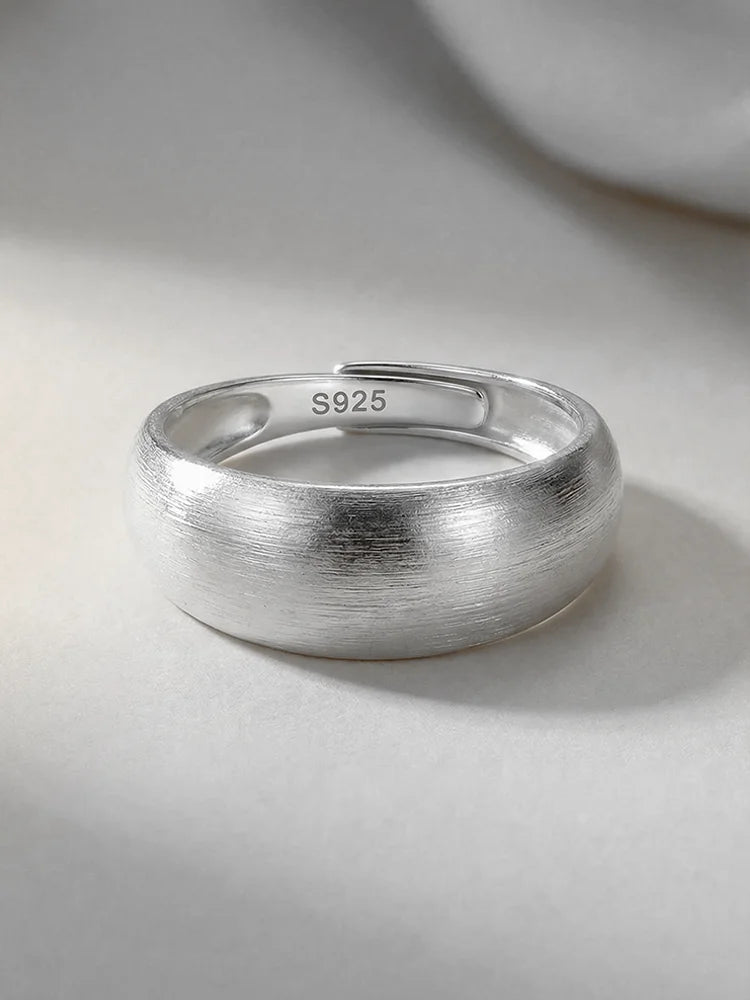S925 Abyss Silver Brushed Adjustable Open Ring