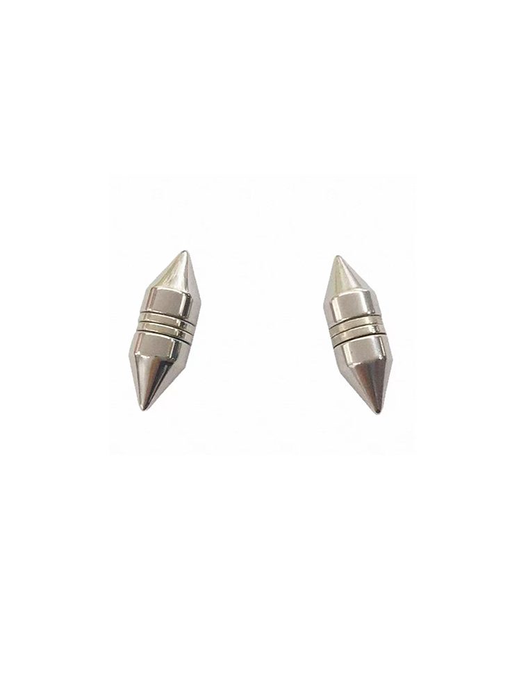 Silver Black Bullet Magnetic Earrings for Men Fashion