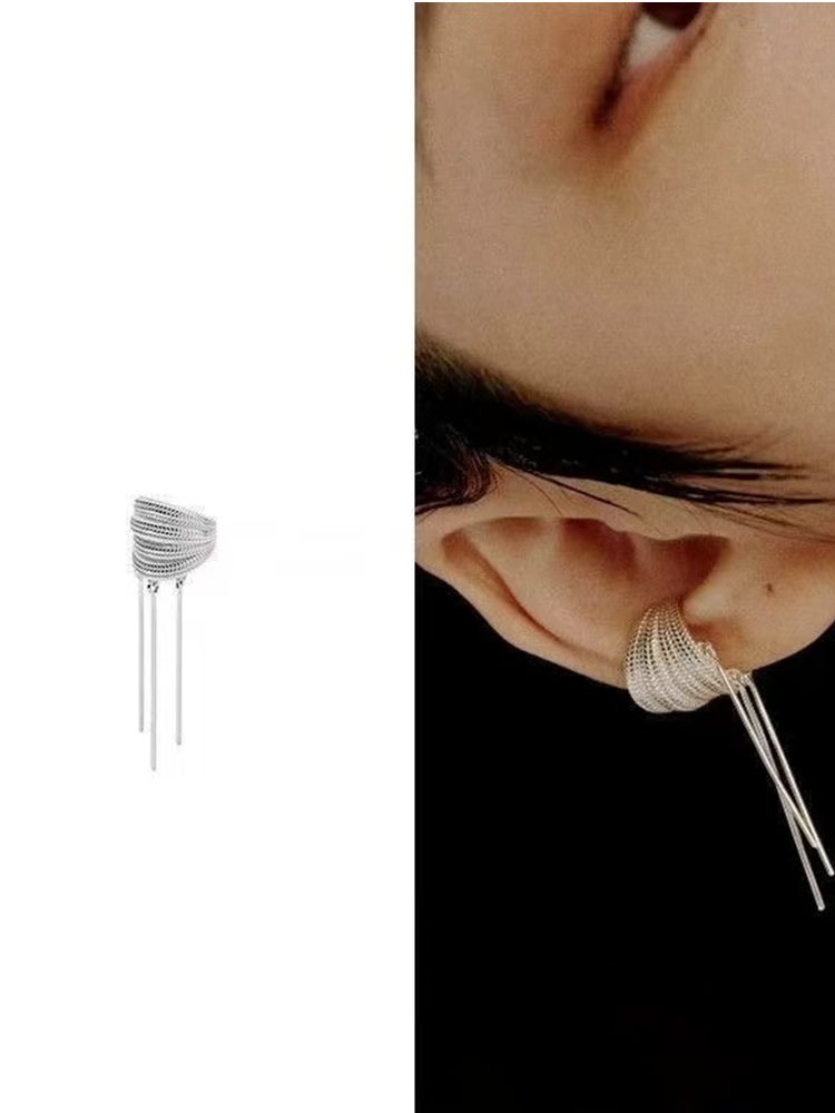 Silver Clip-On Dangle Earrings (No Piercing) 1 pair