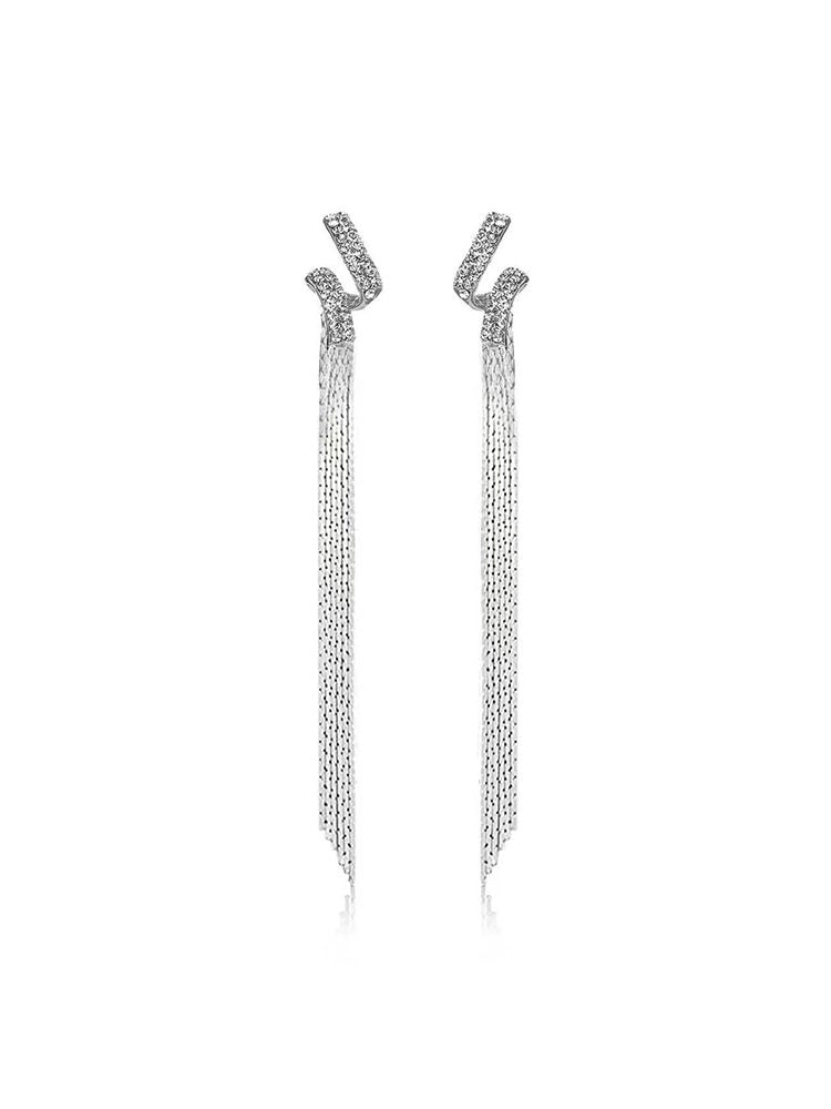 Silver Stainless Steel Tassel Earrings with S925 Silver Needle – Hypoallergenic