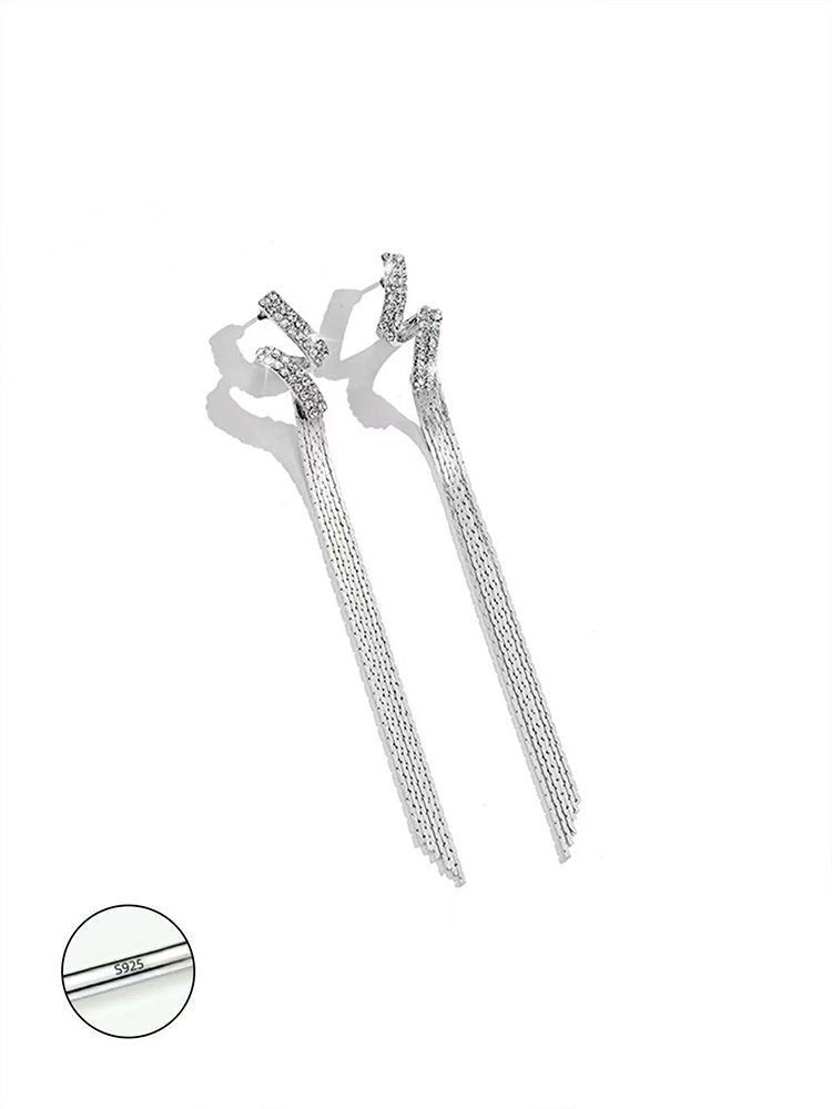 Silver Stainless Steel Tassel Earrings with S925 Silver Needle – Hypoallergenic