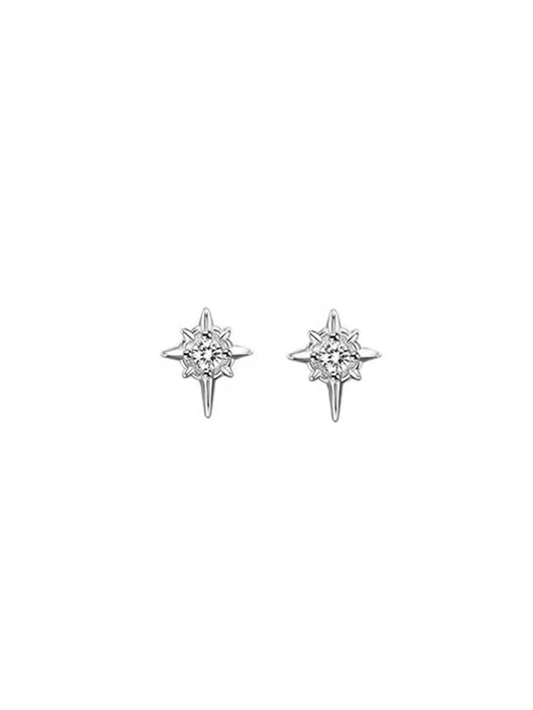 Silver Star Magnetic Earrings with Zircon