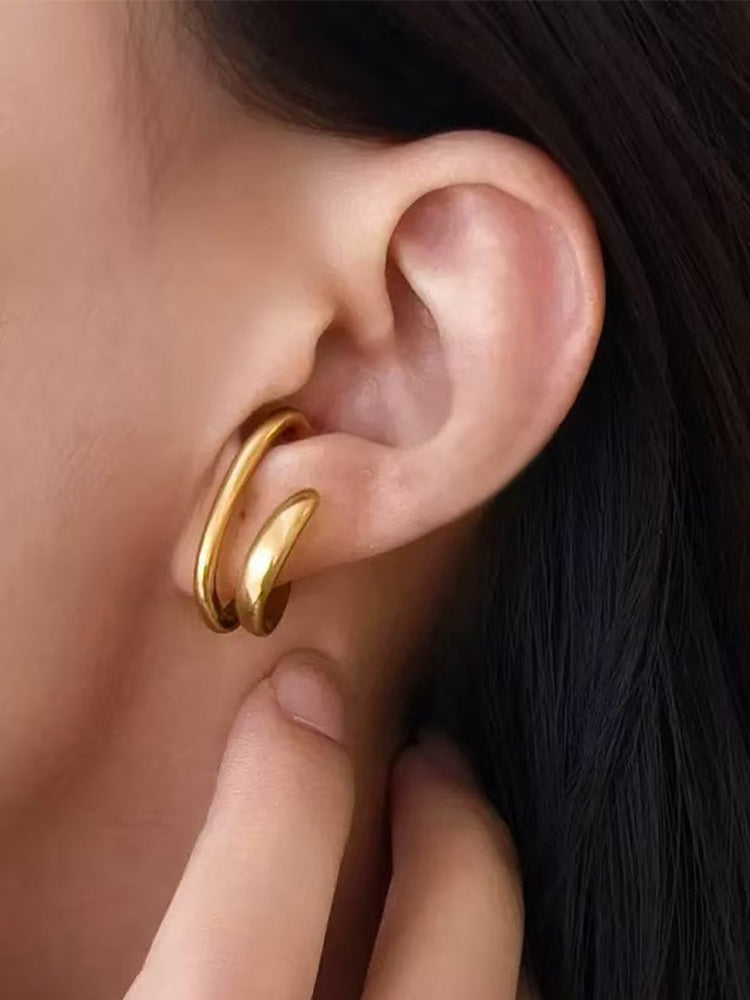 Sleek Retro Ear Cuff Gold And 925 Silver (No Pierc | 18K ... - view 3