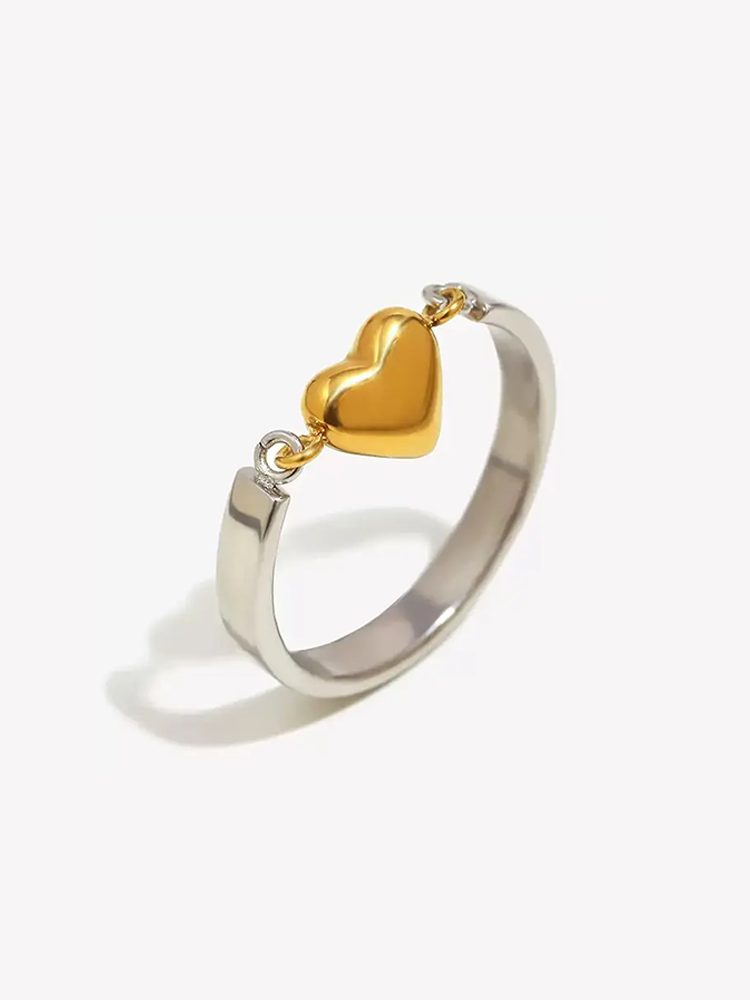 Small Love Playful Ring (Women 925 Sterling Silver Stainless Steel 18K Gold Plated Waterproof & Non-Tarnish)