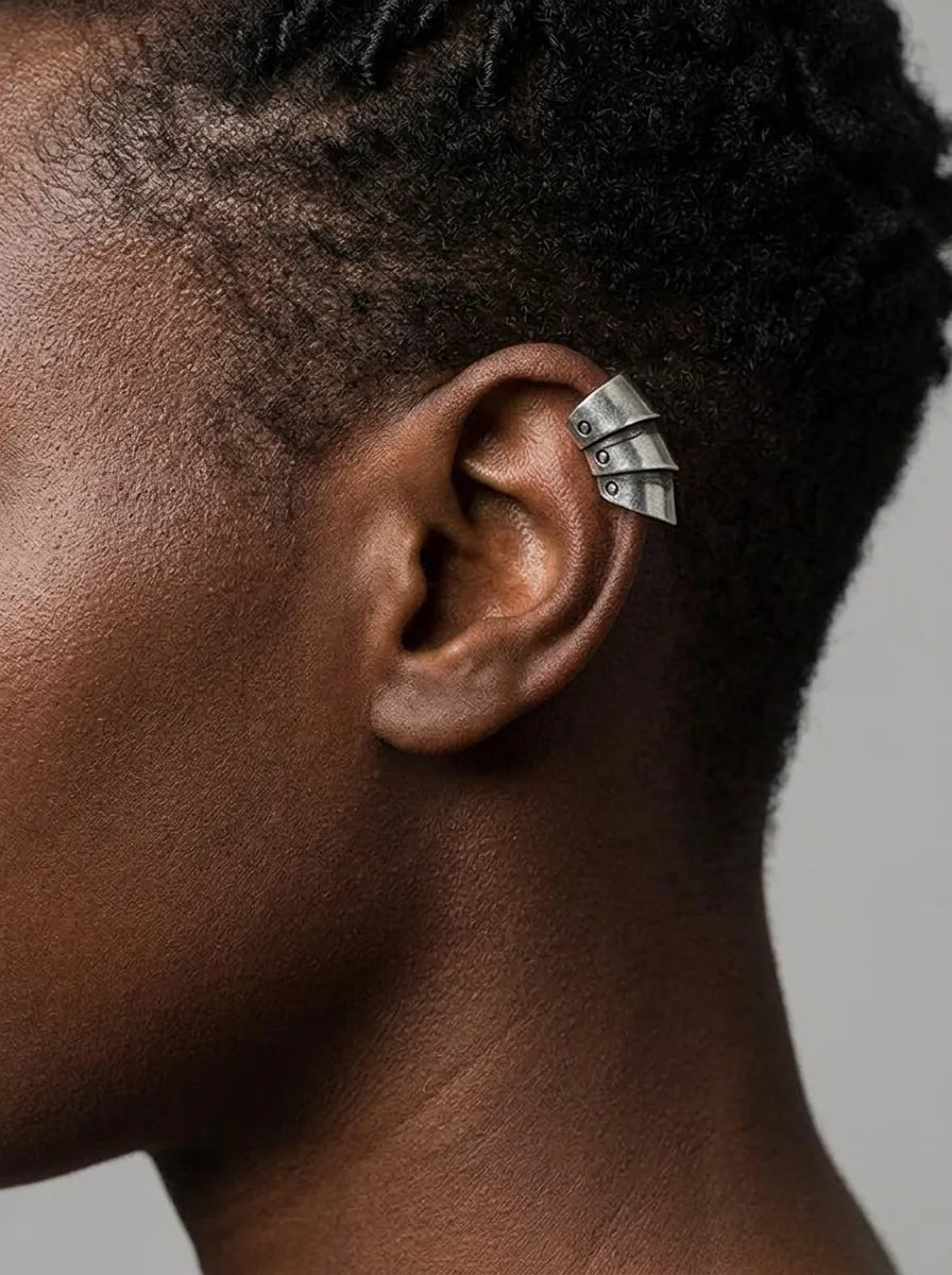 Stainless Steel Armor Ear Cuff Earrings (No Piercing) Stud