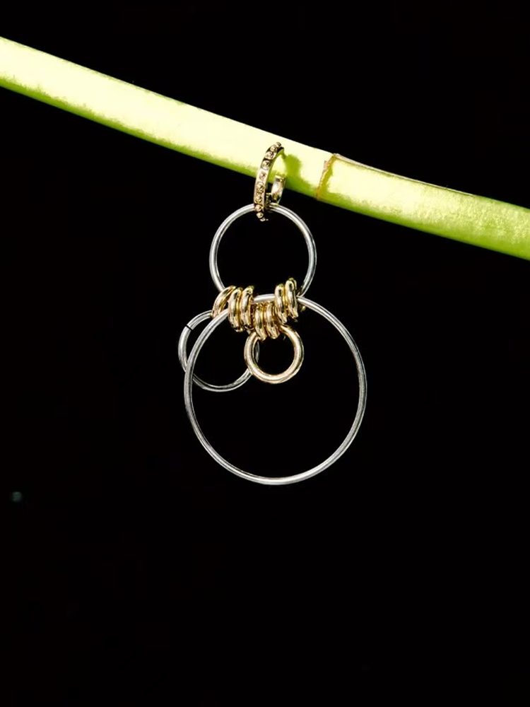 Stainless Steel Long Modern Hoop Earrings – Gypsy-Inspired, Mixed Gold & Silver Dangle