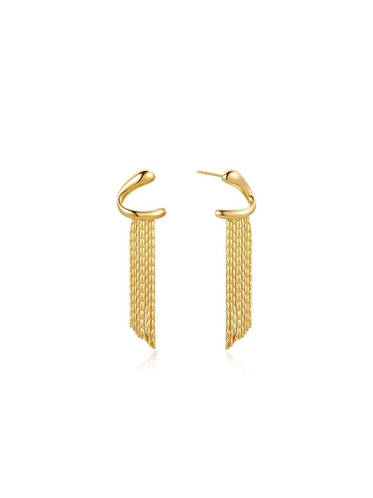 Stainless Steel Medium-Length Tassel Earrings – Gold & Silver