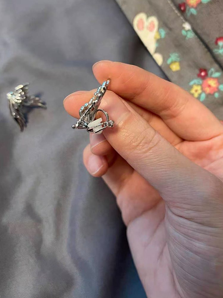 Stainless Steel Small Bird Animal Ear Cuff / Clip Earrings ( Lifestyle Photo — Dainty Jewelry