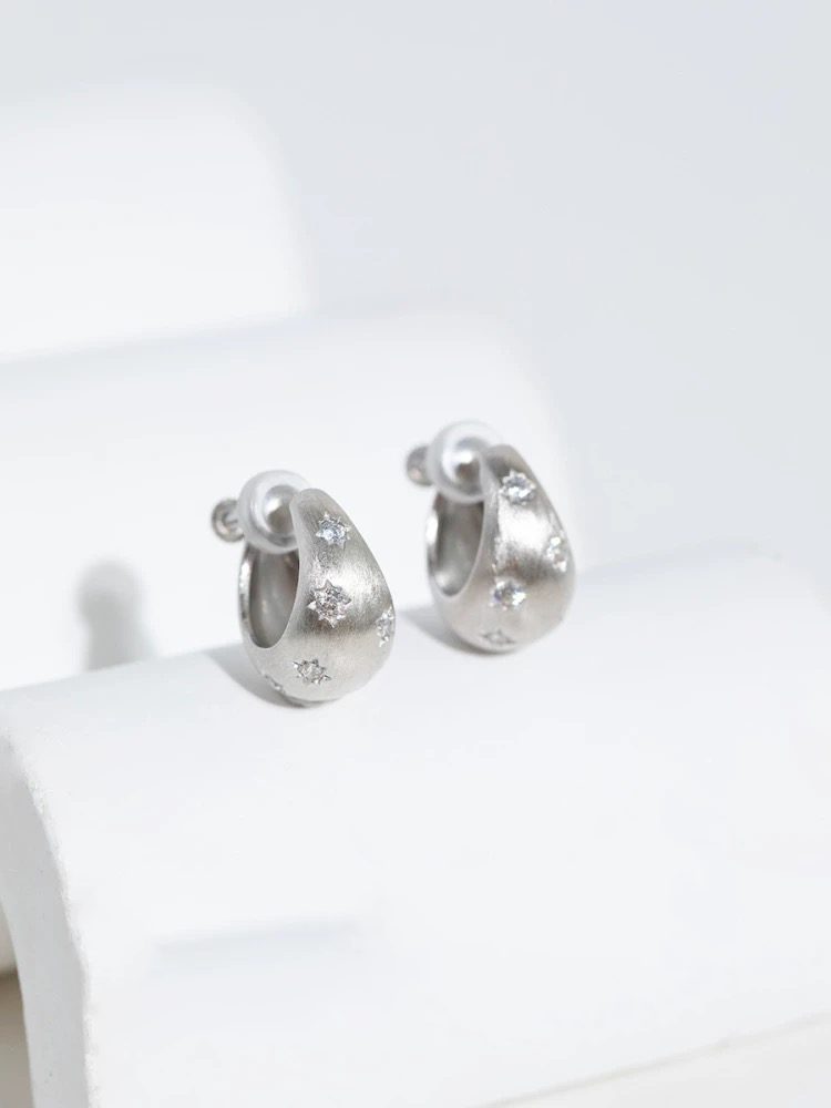 Sterling Silver 925 Star Spiral Moonlight Comfort Women Non-pierced Screw Back Clip-On Earrings