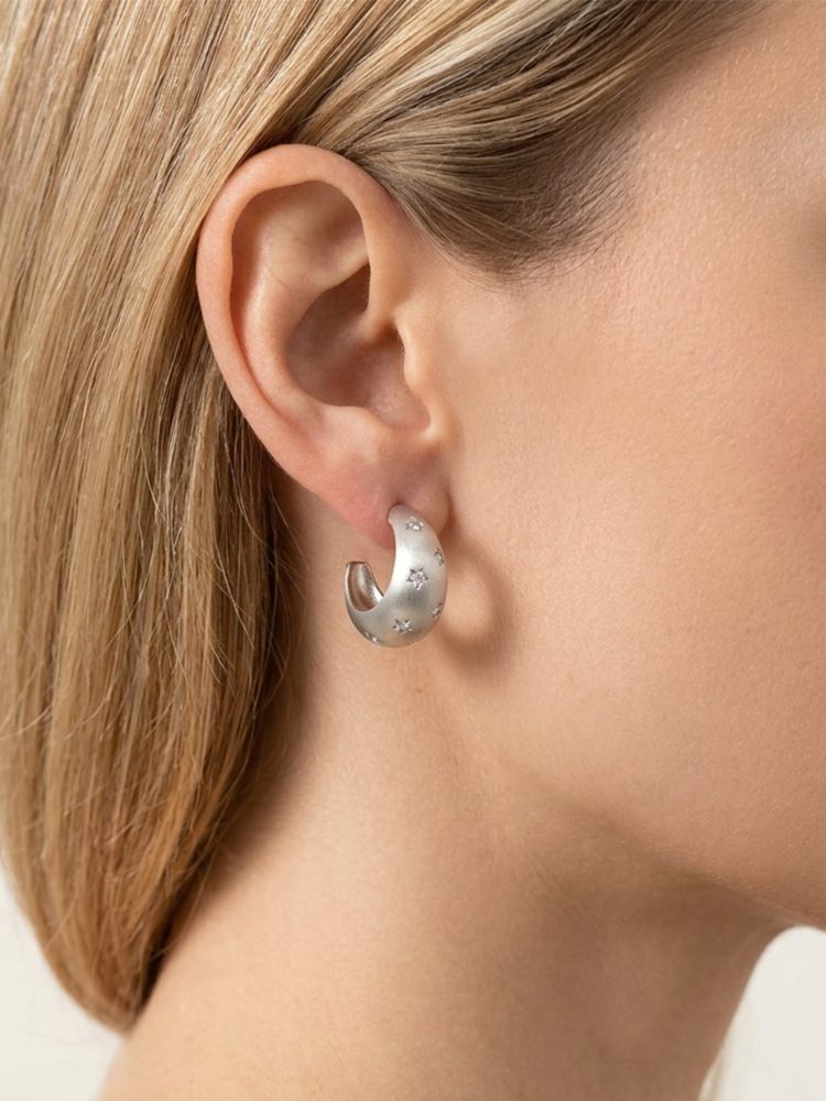 Sterling Silver 925 Star Spiral Moonlight Comfort Women Non-pierced Screw Back Clip-On Earrings